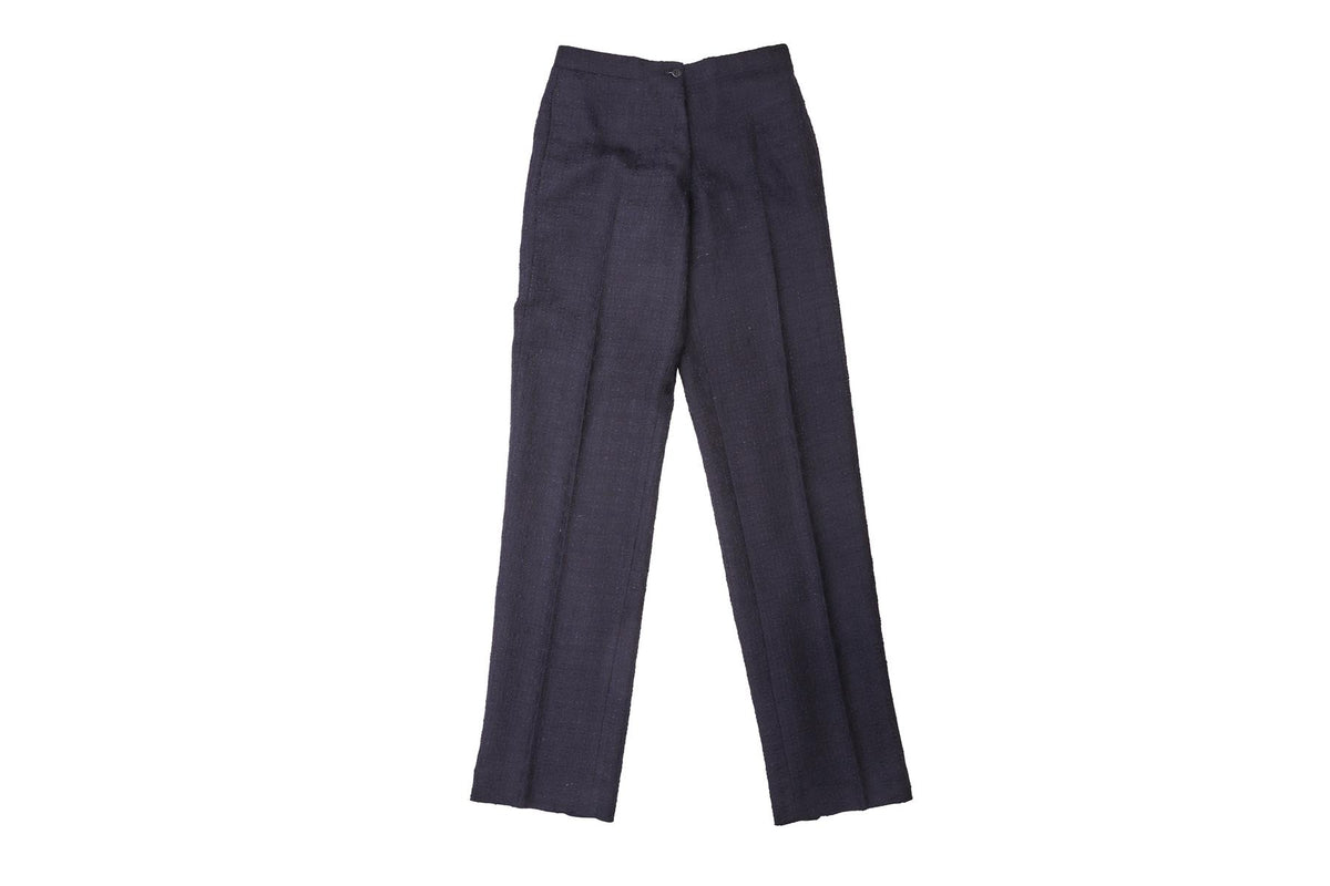 NAVY WOOL STRAIGHT LEG PANTS