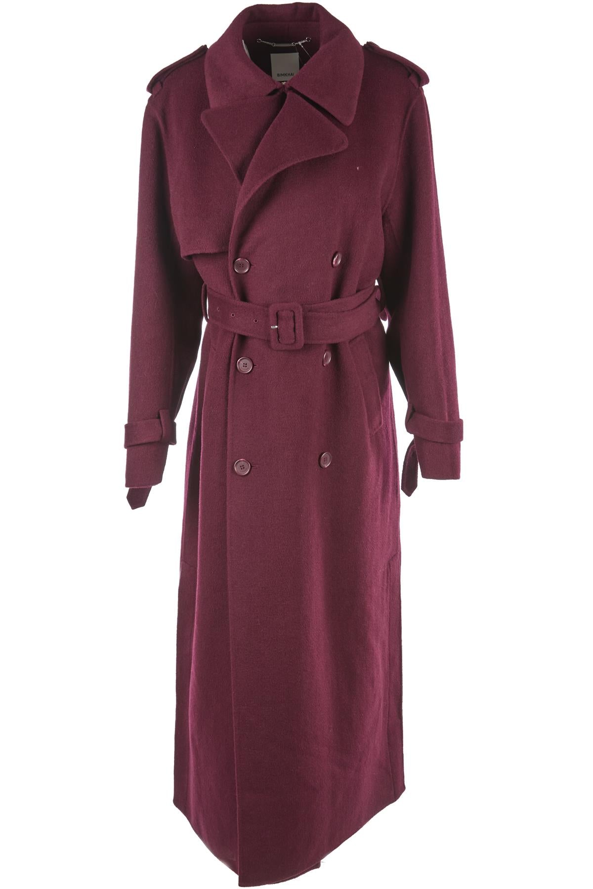 SIMKHAI BURGUNDY WOOL COAT MEDIUM
