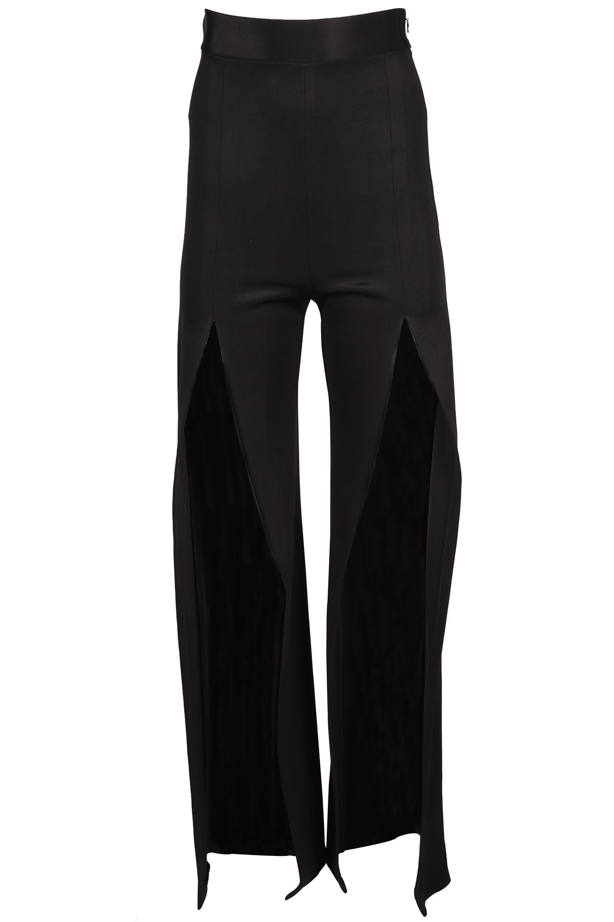 BALMAIN BLACK JERSEY WIDE LEG PANTS FR 36 UK 10