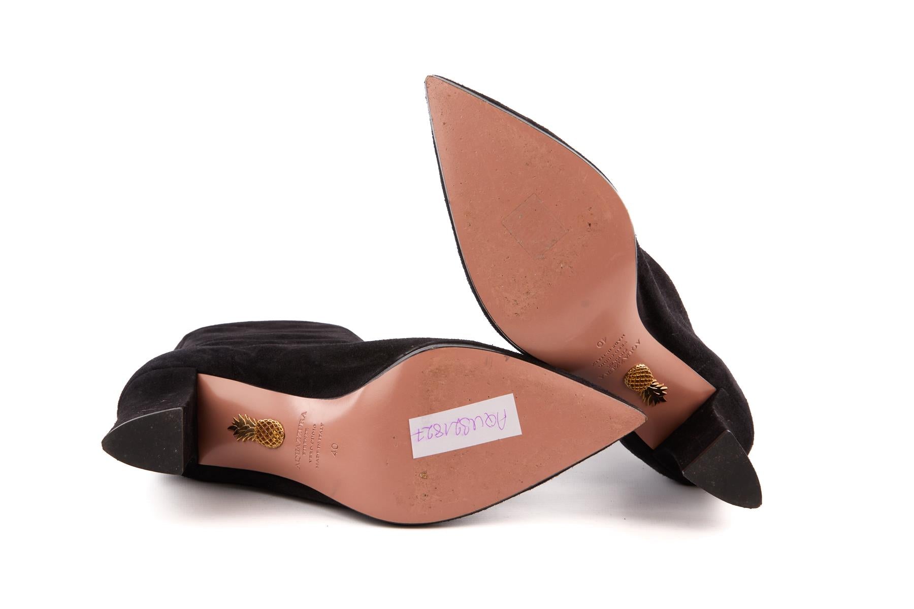 AQUAZZURA BLACK SUEDE ANKLE BOOTS EU 40 UK 7 US 10