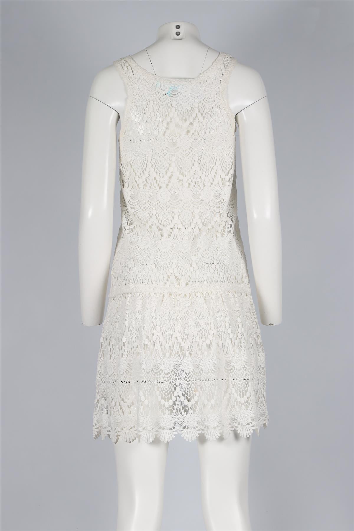 MELISSA ODABASH CREAM CROCHET MINI DRESS SMALL