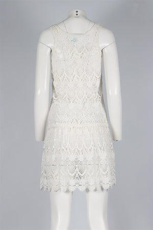 MELISSA ODABASH CREAM CROCHET MINI DRESS SMALL