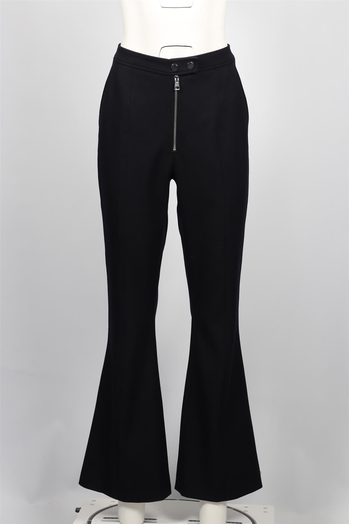 A.L.C. NAVY WOOL BLEND FLARED PANTS US 10 UK 14