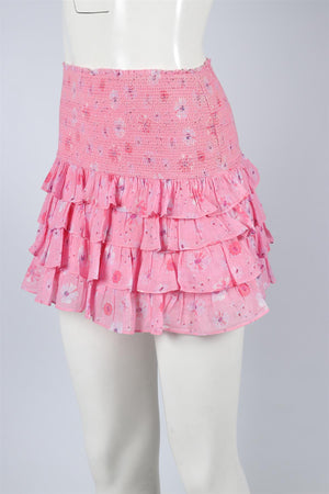 LOVESHACKFANCY PINK COTTON MINI SKIRT