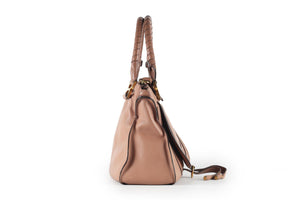 CHLOÉ NUDE MARCIE LARGE LEATHER TOTE BAG