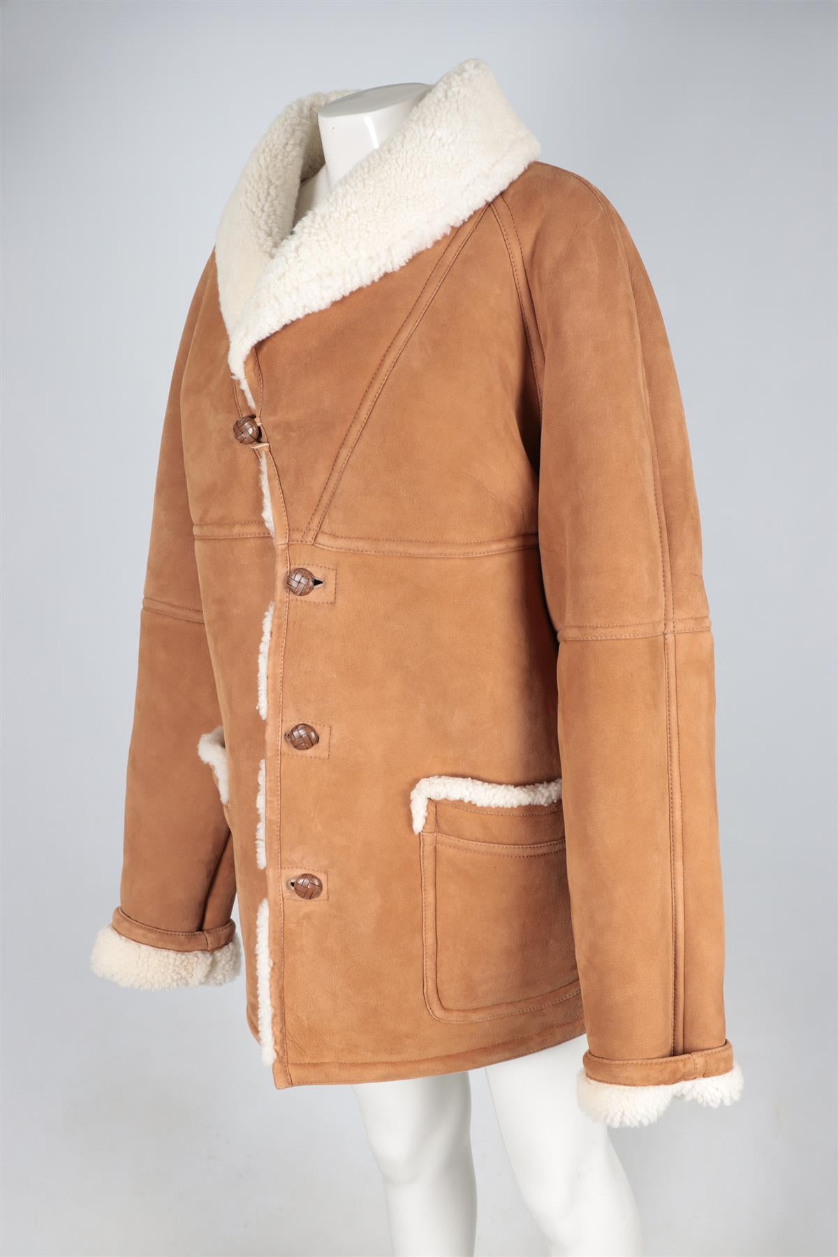 GIULIVA HERITAGE BROWN SHEARLING AND SUEDE JACKET MEDIUM