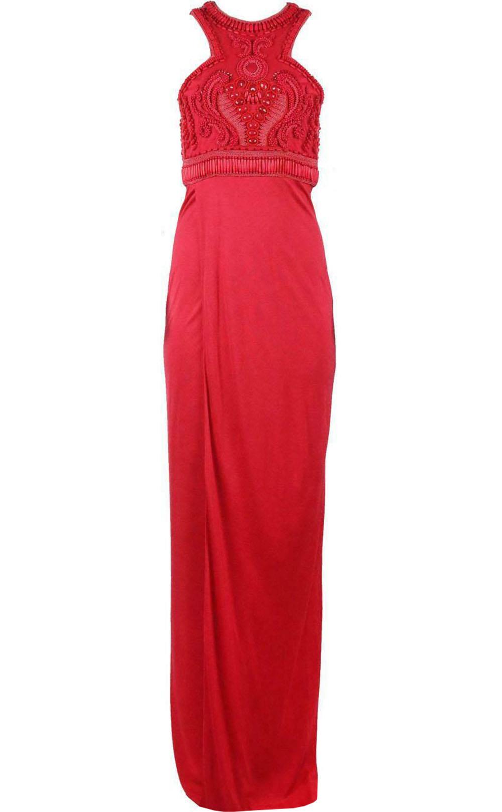 BALMAIN WRAP EFFECT EMBELLISHED JERSEY GOWN FR 40 UK 12