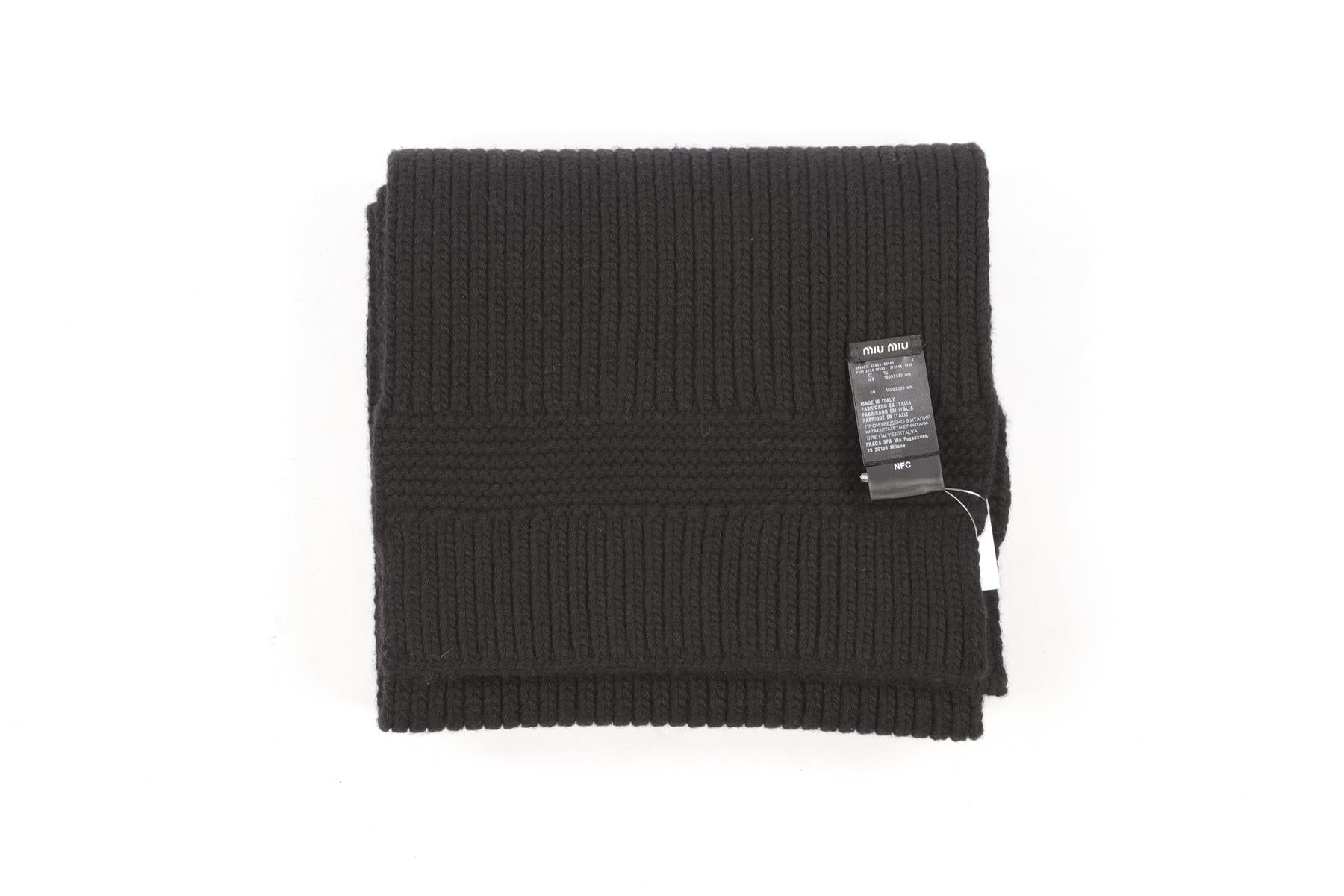 MIU MIU BLACK WOOL SCARF