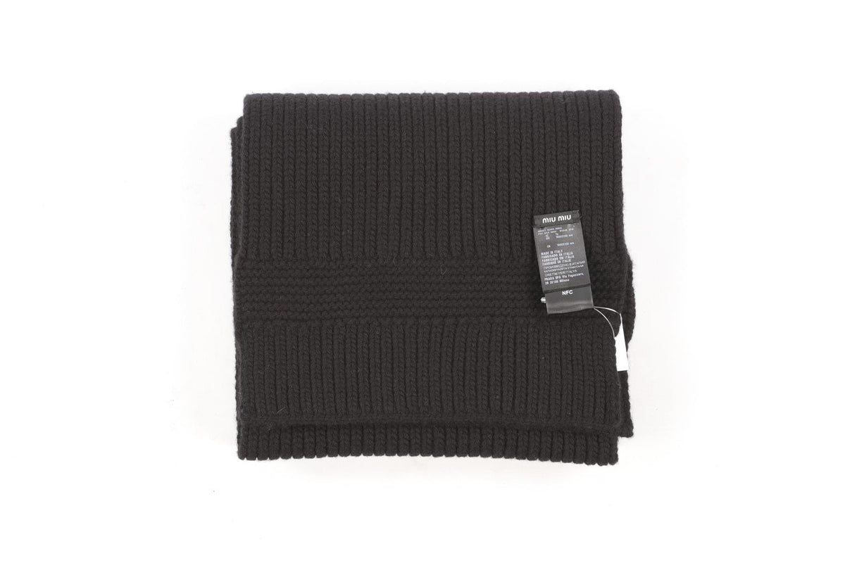 MIU MIU BLACK WOOL SCARF