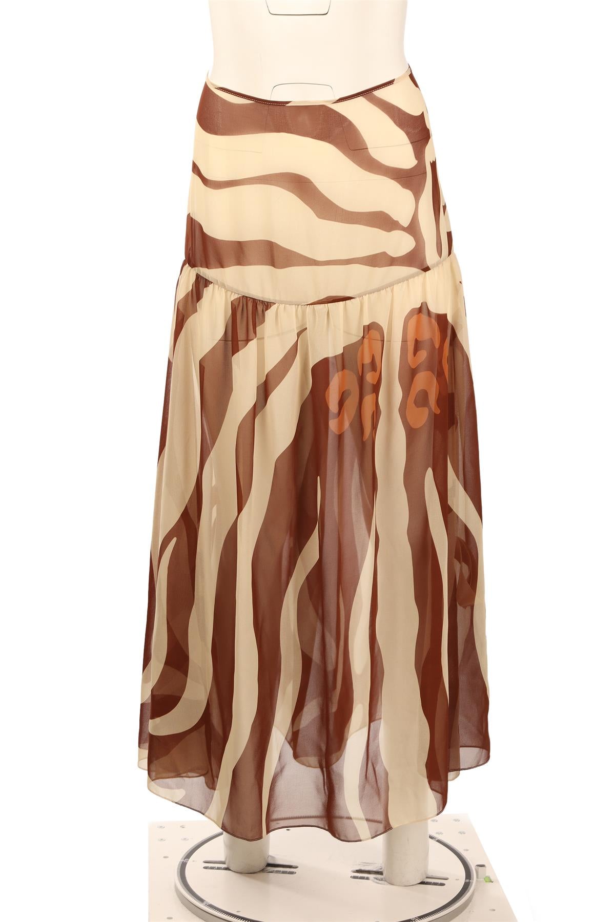 JOHANNA ORTIZ BROWN CHIFFON MIDI SKIRT UK 10