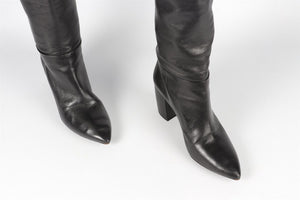 PRADA BLACK LEATHER KNEE HIGH BOOTS EU 38 UK 5 US 8