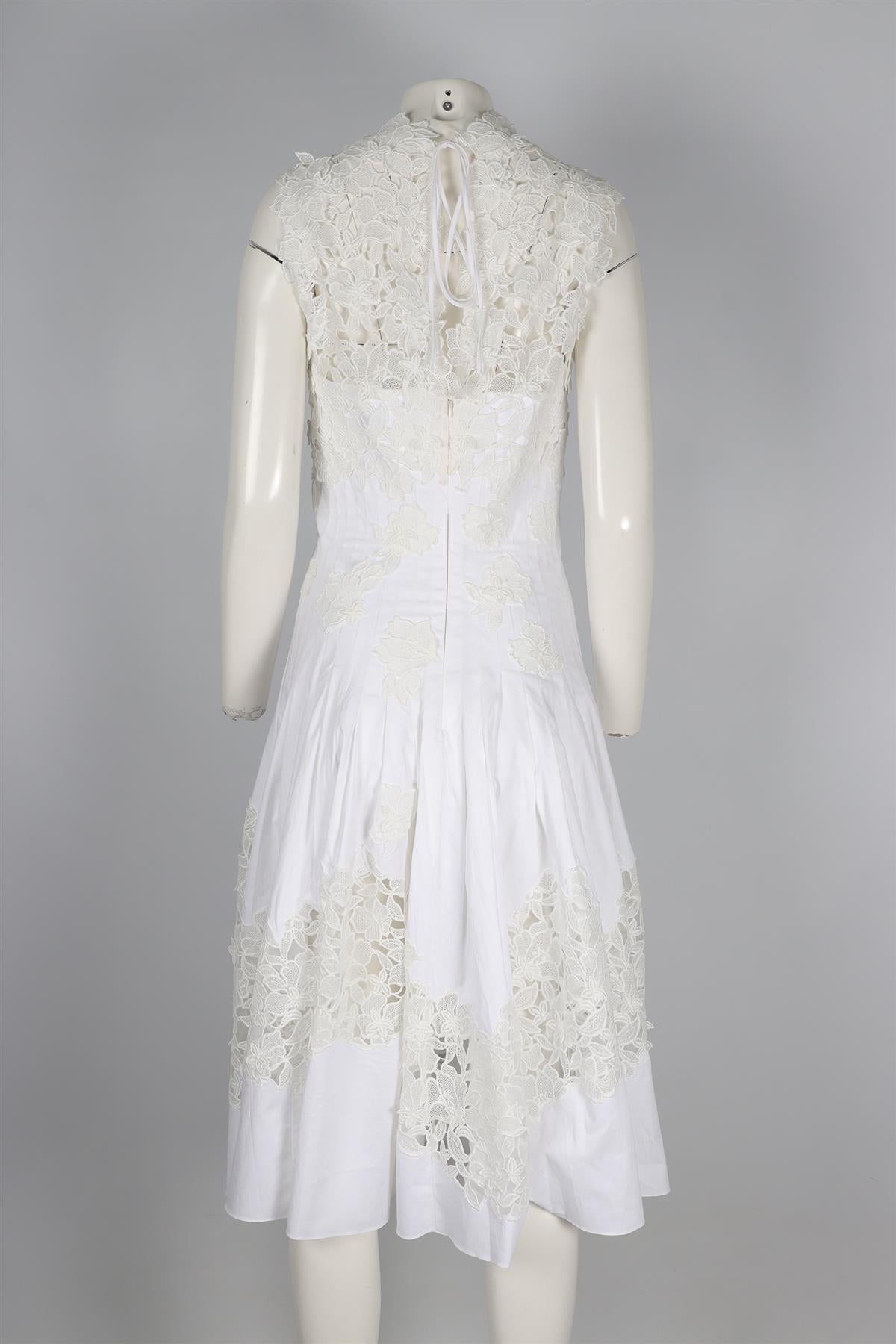 OSCAR DE LA RENTA WHITE COTTON MAXI DRESS UK 10