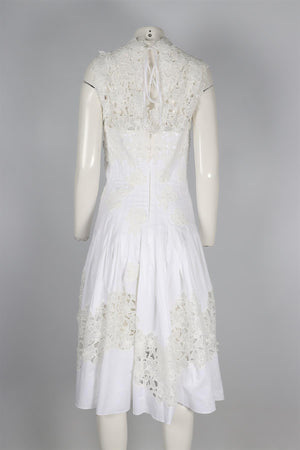 OSCAR DE LA RENTA WHITE COTTON MAXI DRESS UK 10