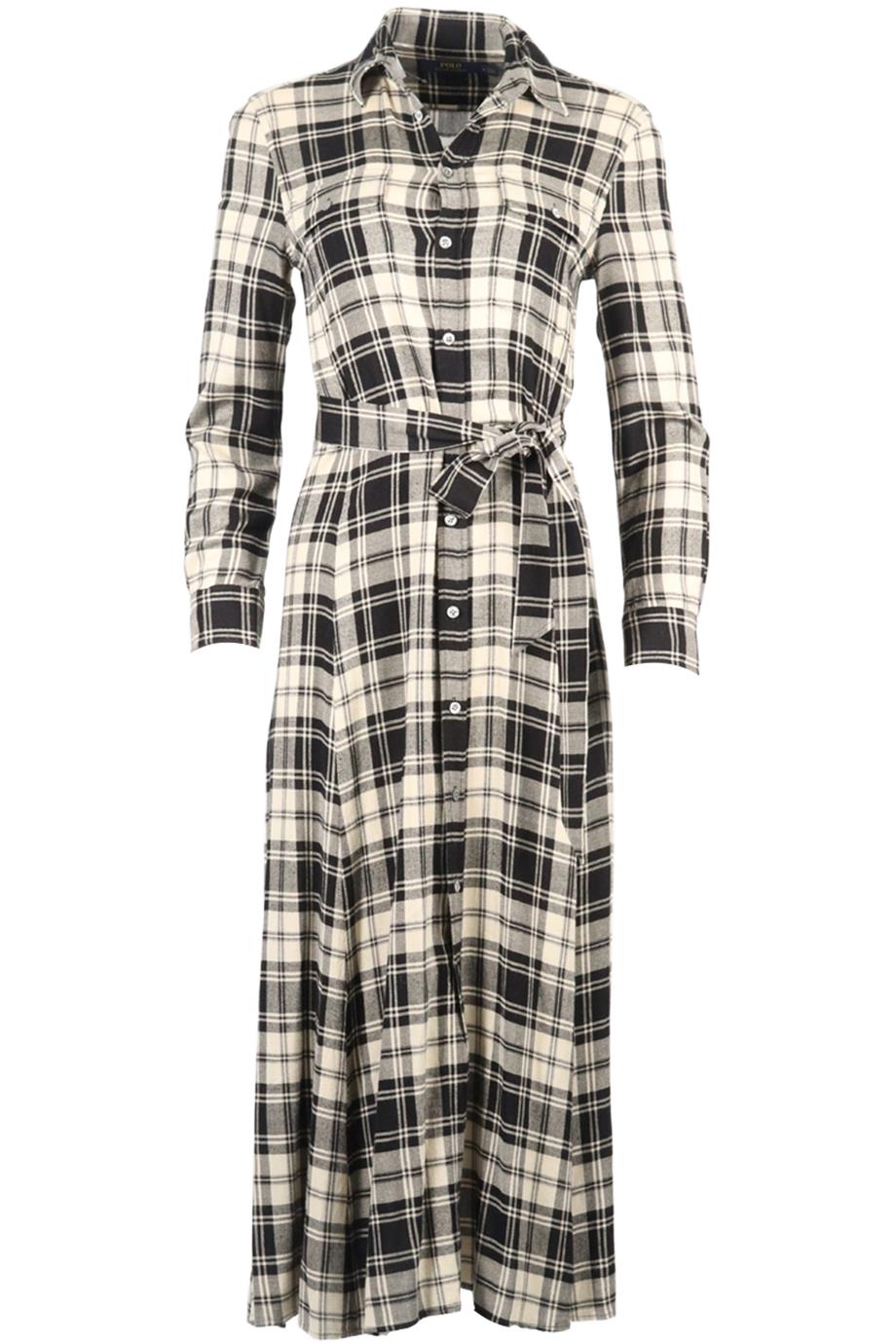 POLO RALPH LAUREN CHECKED WOOL BLEND MAXI DRESS US 4 UK 8