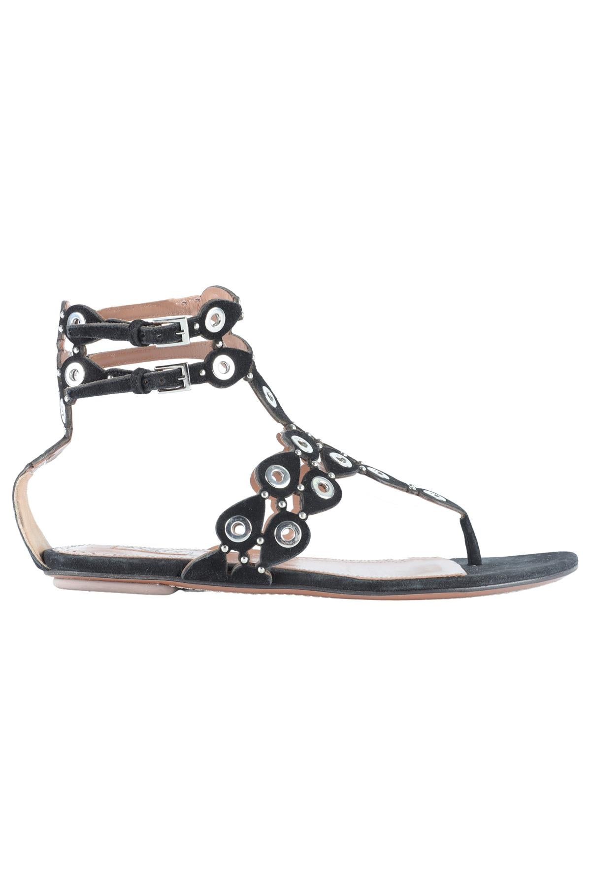 ALAÏA BLACK SUEDE SANDALS EU 38 UK 5 US 8