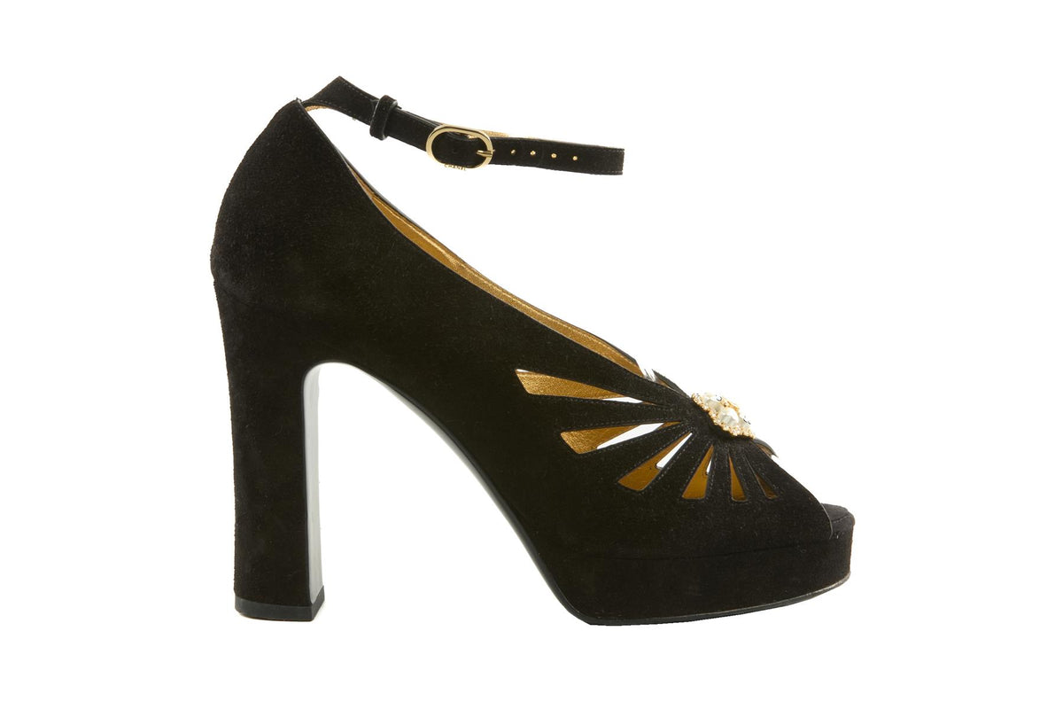 CHANEL BLACK 2024 SUEDE PLATFORM SANDALS EU 39 UK 6 US 9