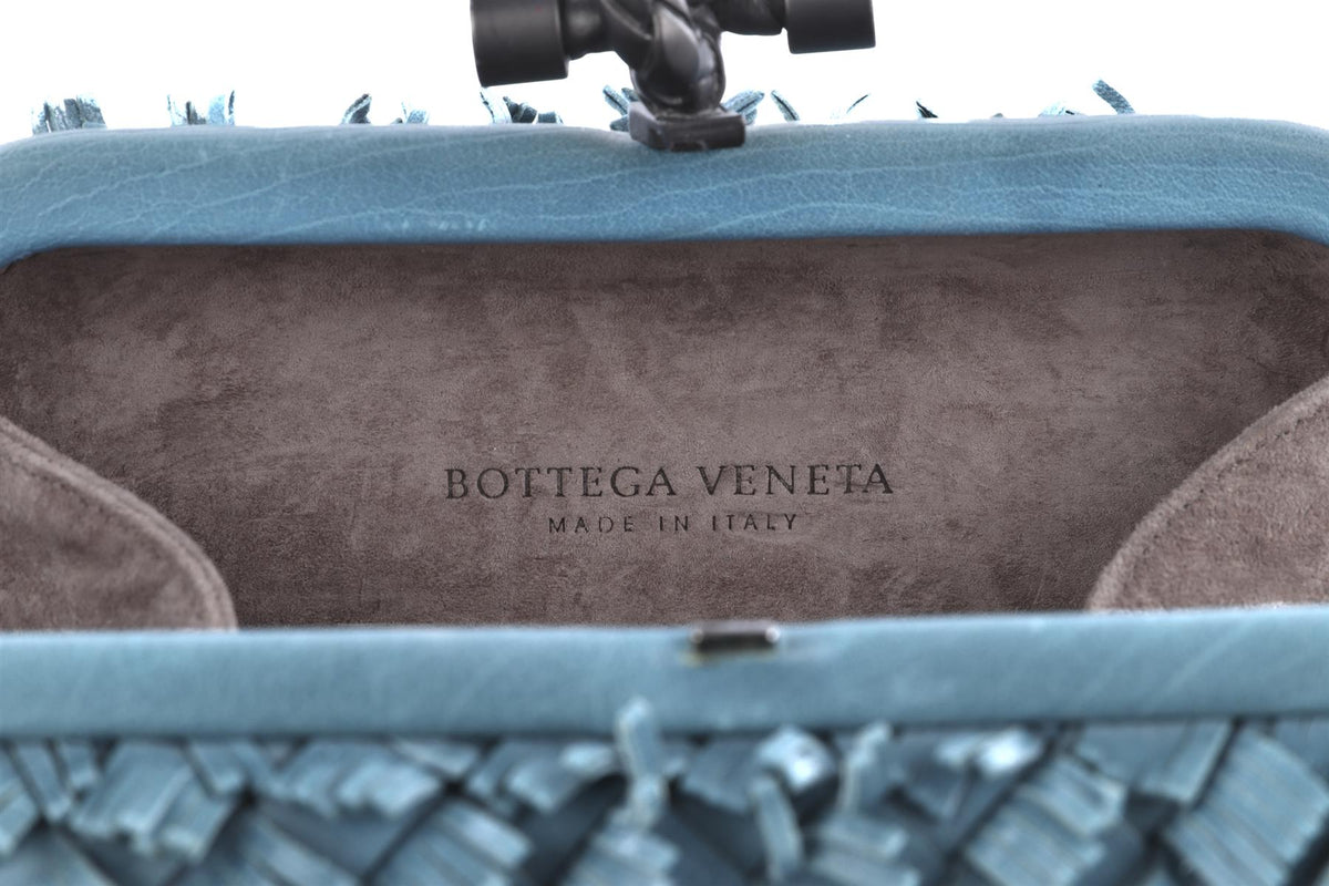 BOTTEGA VENETA BLUE KNOT LEATHER CLUTCH