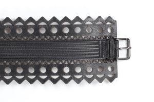 ALAÏA BLACK LEATHER WAIST BELT 75 CM