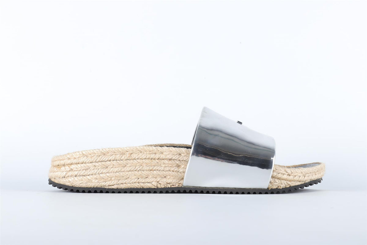 ALEXANDER WANG SILVER LEATHER SLIDES EU 36.5 UK 3.5 US 6.5