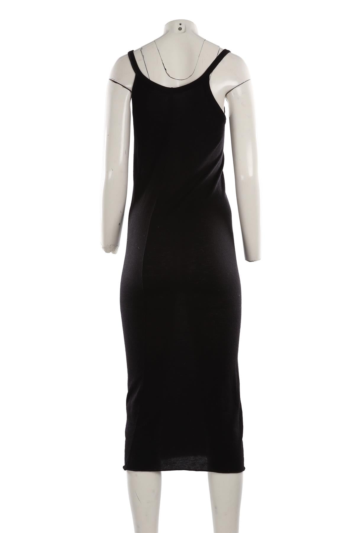 RICK OWENS LILES BLACK WOOL MAXI DRESS UK 12