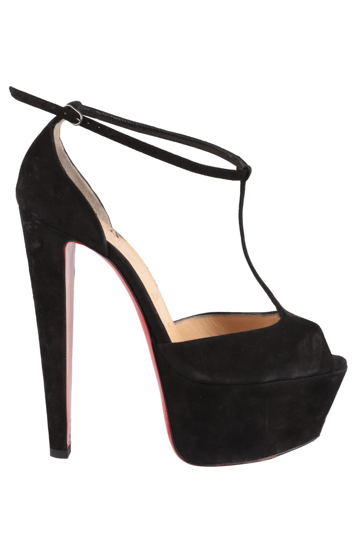 CHRISTIAN LOUBOUTIN BLACK SUEDE PLATFROM SANDALS EU 39 UK 6 US 9