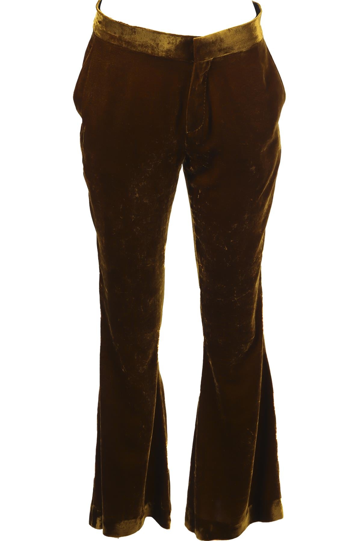 PETAR PETROV GOLD VELVET TROUSERS FLARED PANTS IT 40 UK 8