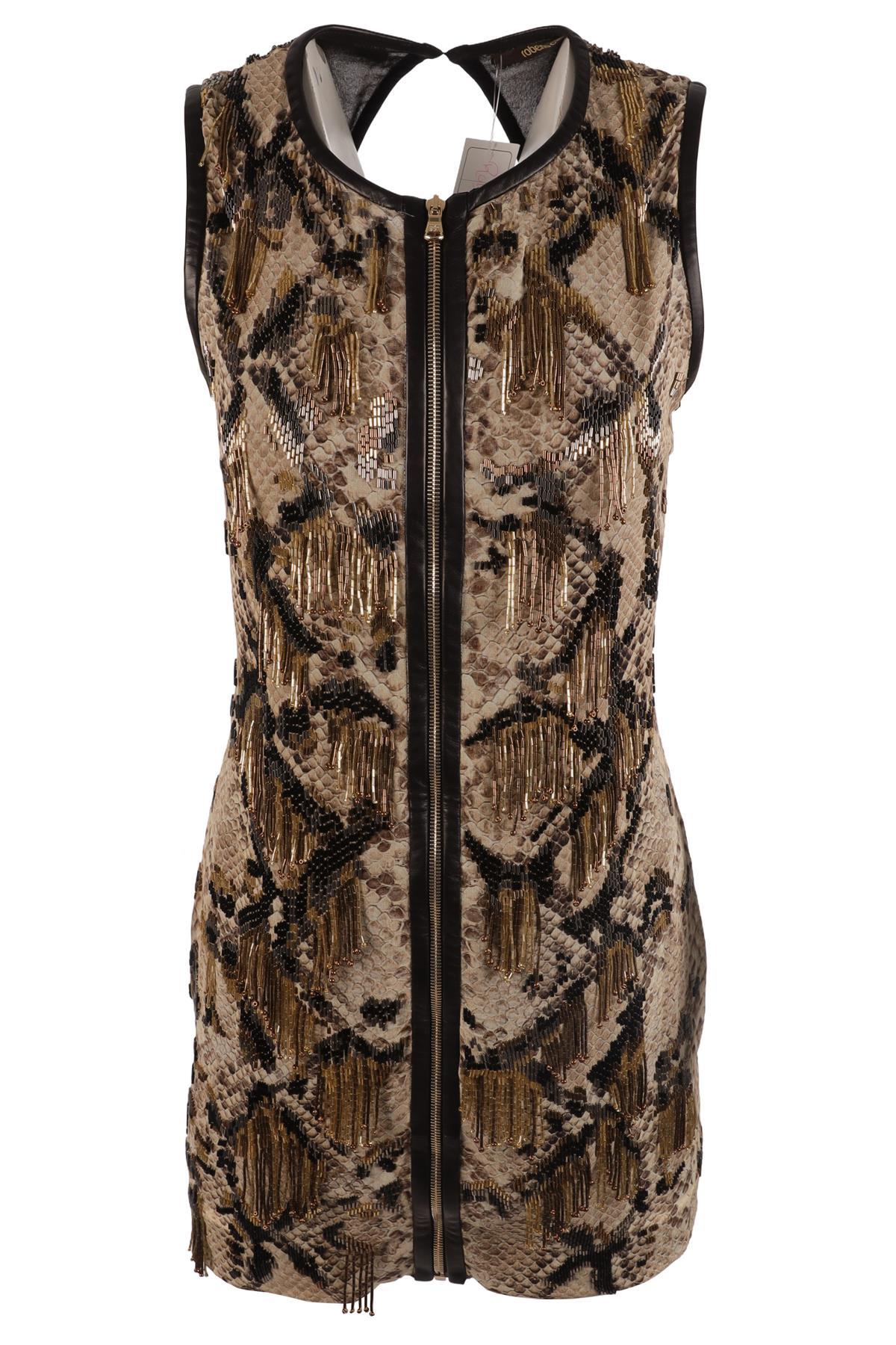 ROBERTO CAVALLI BEIGE SILK MINI DRESS IT 38 UK 6