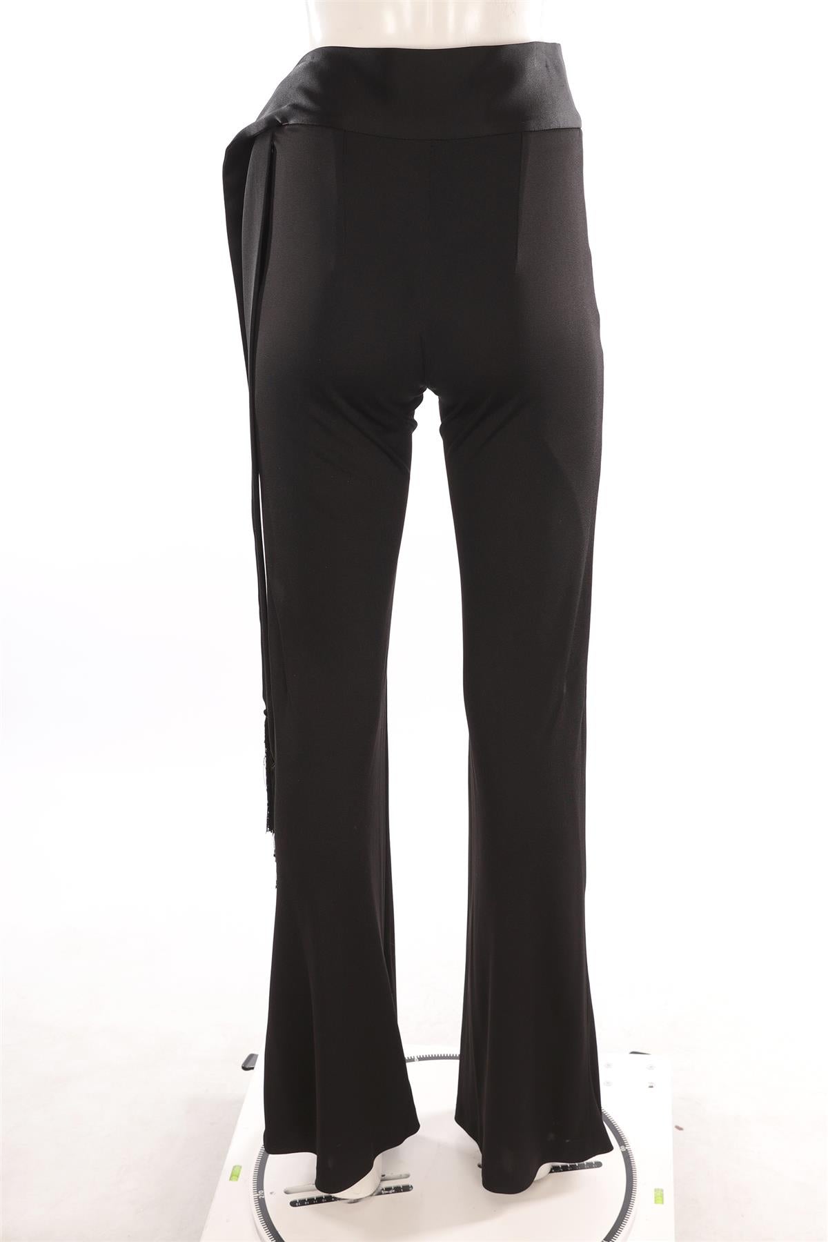 GALVAN LONDON BLACK SATIN FLARED PANTS FR 36 UK 8