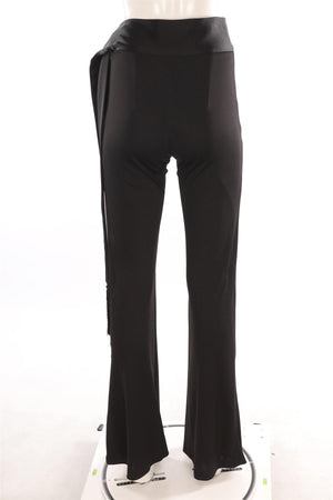 GALVAN LONDON BLACK SATIN FLARED PANTS FR 36 UK 8