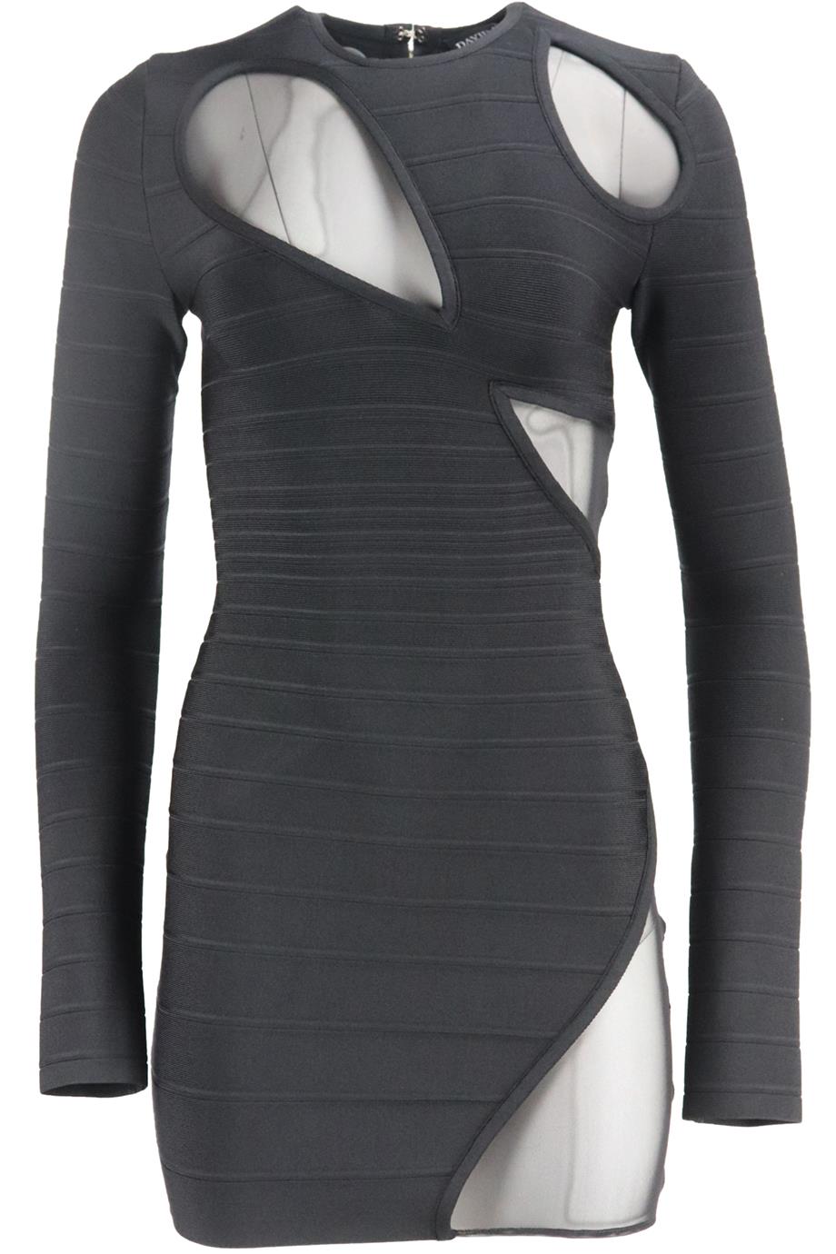 DAVID KOMA MESH PANELED BANDAGE MINI DRESS