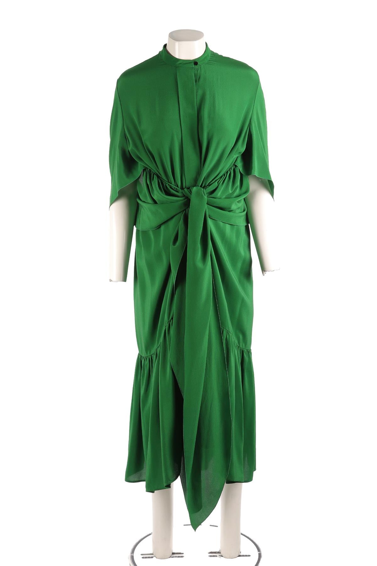 PETAR PETROV GREEN SILK MIDI DRESS FR 40 UK 12