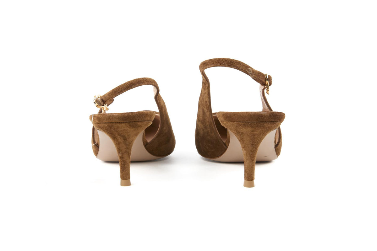 GIANVITO ROSSI BROWN SUEDE SLINGBACK PUMPS EU 38 UK 5 US 8