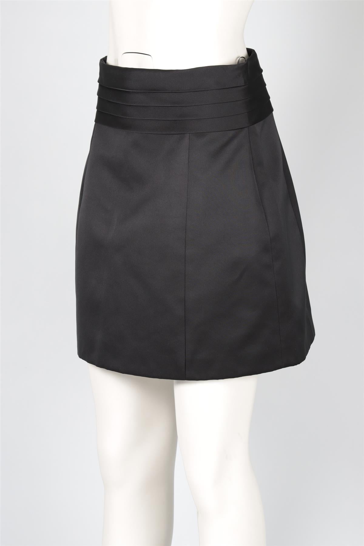 REDEMPTION BLACK SATIN MINI SKIRT IT 44 UK 12