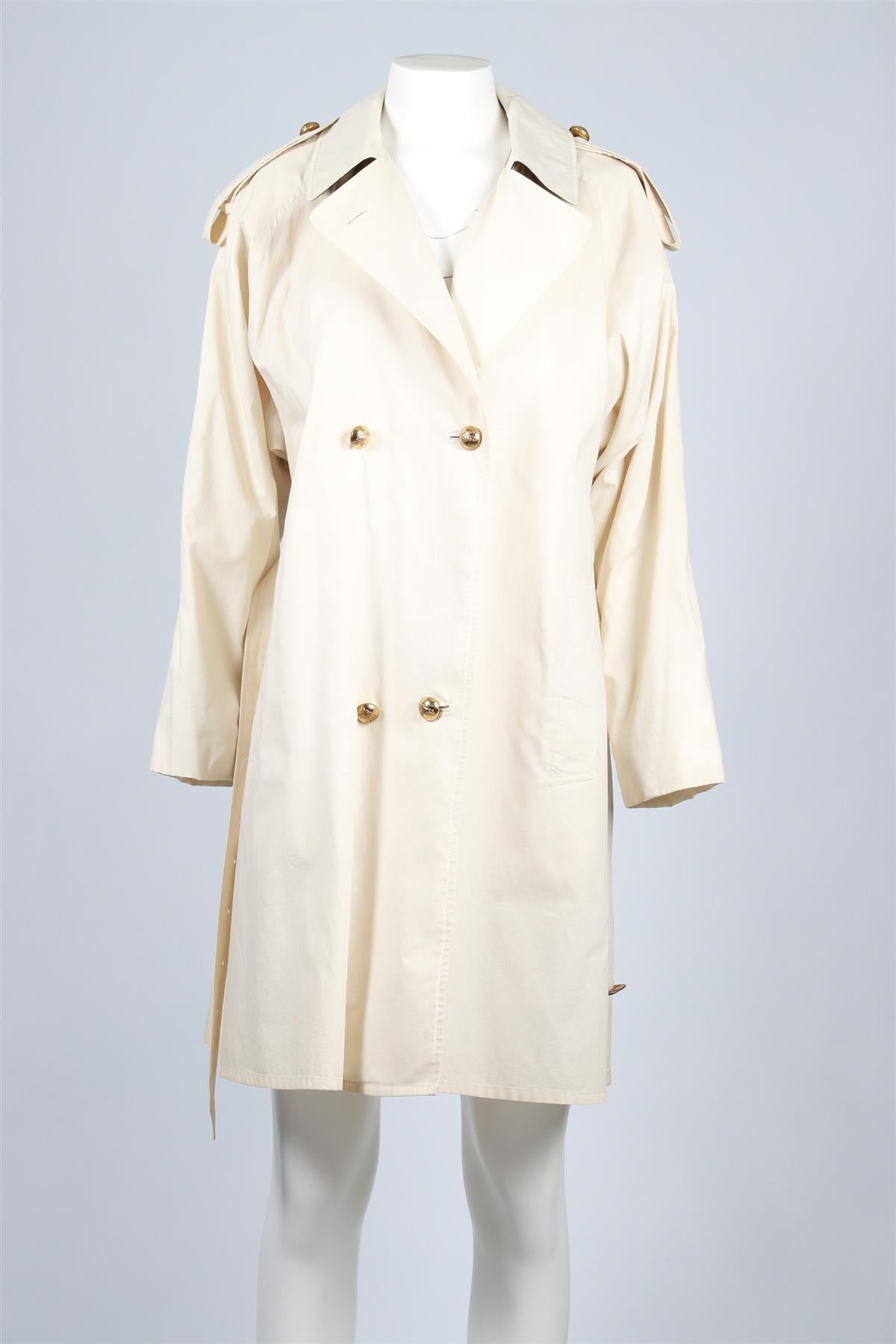 BURBERRY PROPORSUM CREAM VINTAGE COTTON TRENCH COAT IT 42 UK 10