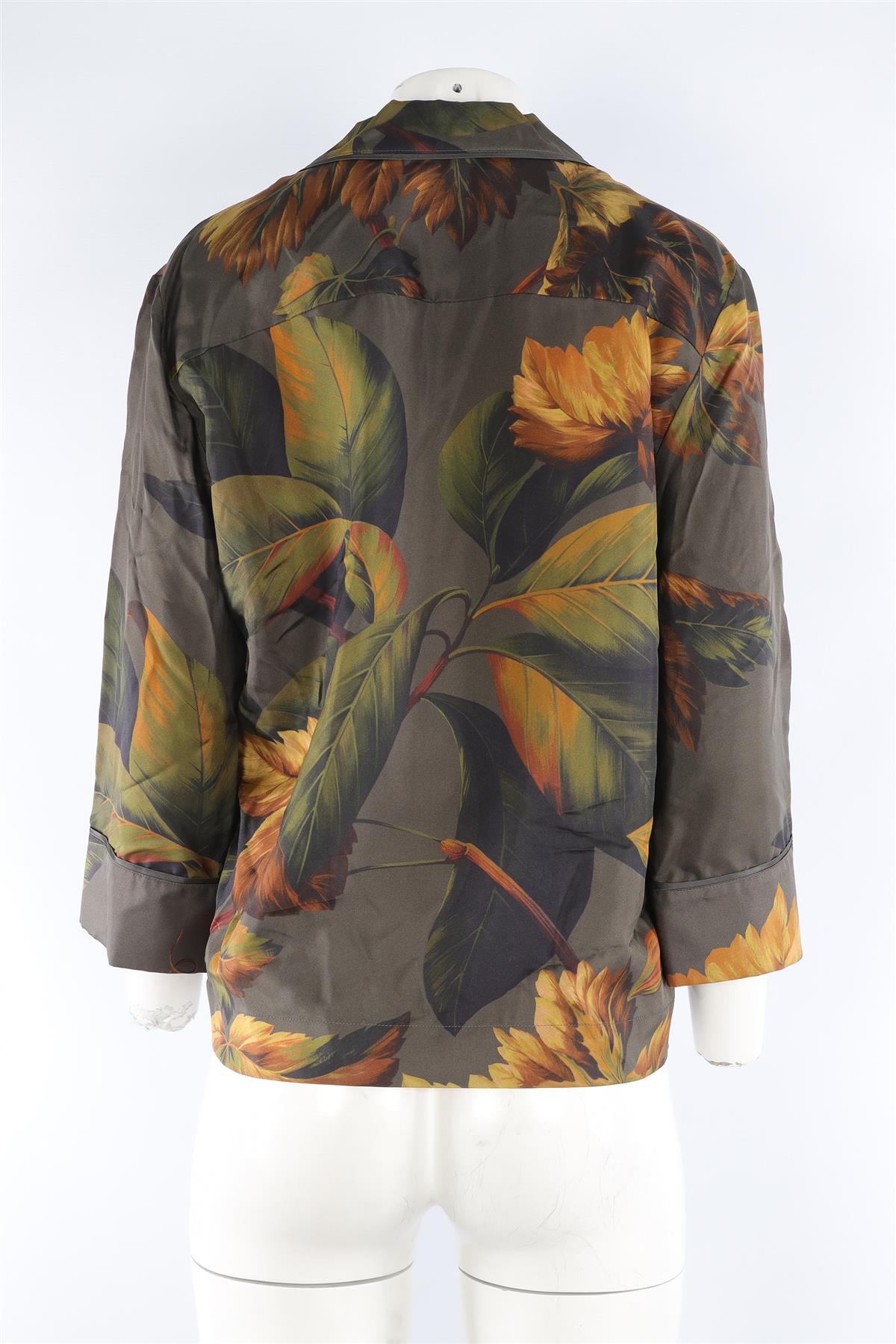 F.R.S FOR RESTLESS SLEEPERS GREEN SILK PYJAMA SHIRT SMALL