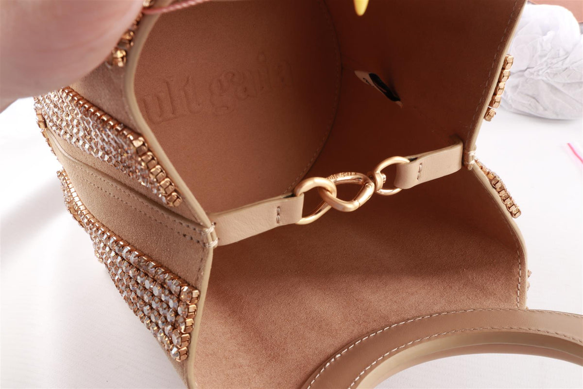 CULT GAIA BEIGE TARYN CRYSTAL AND SUEDE TOTE BAG