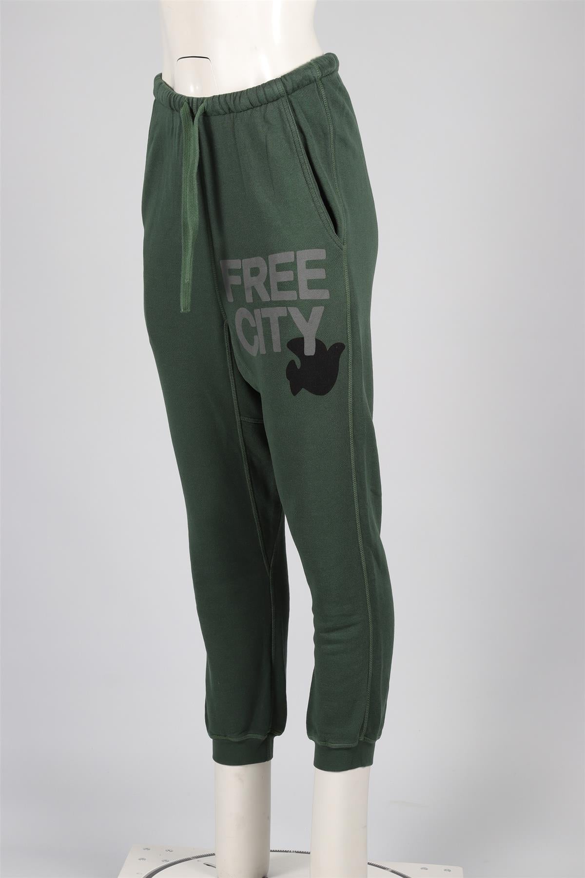 FREE CITY GREEN COTTON TRACK PANTS SMALL
