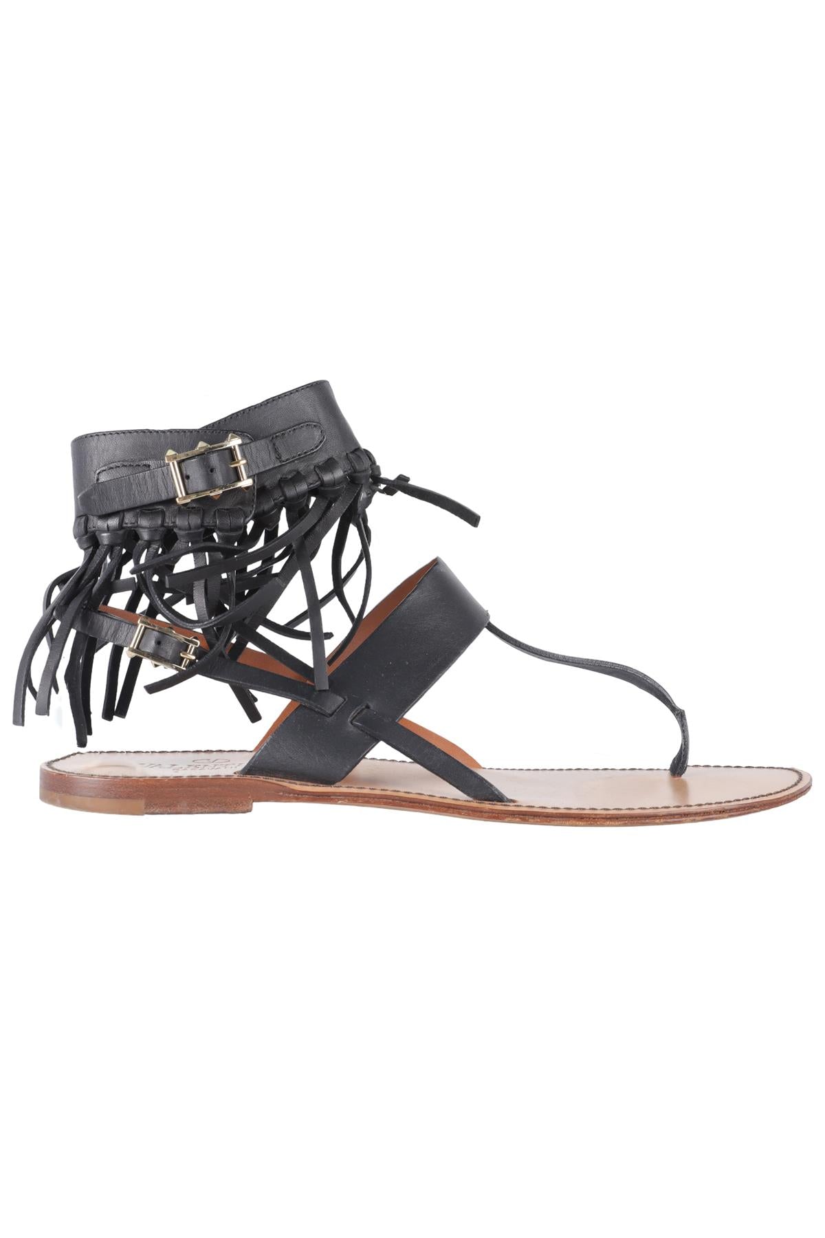 VALENTINO GARAVANI BLACK LEATHER SANDALS EU 38 UK 5 US 8