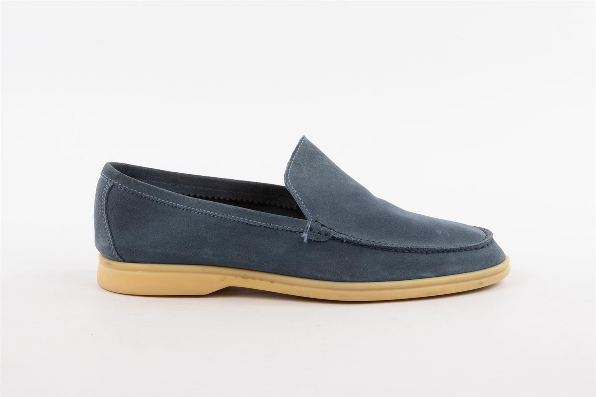 LORO PIANA BLUE MEN'S SUMMER WALK SUEDE LOAFERS EU 42 UK 8 US 9