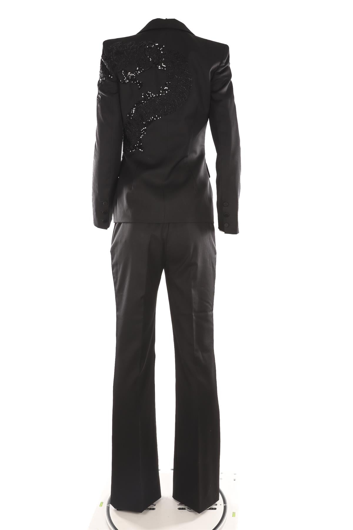 ALEXANDER MCQUEEN BLACK WOOL BLAZER AND PANT SET IT 40