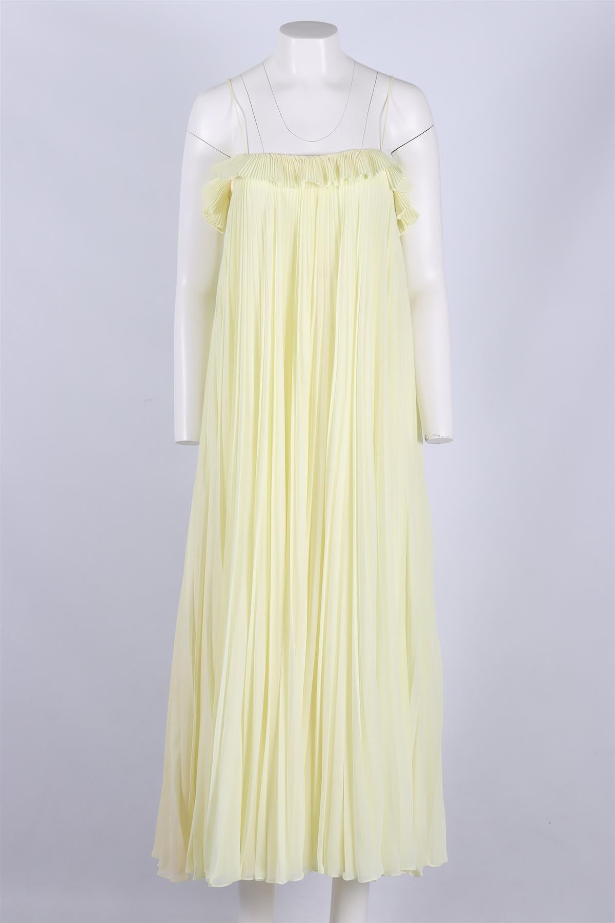 ADAM LIPPES YELLOW CHIFFON MAXI DRESS US 6 UK 10