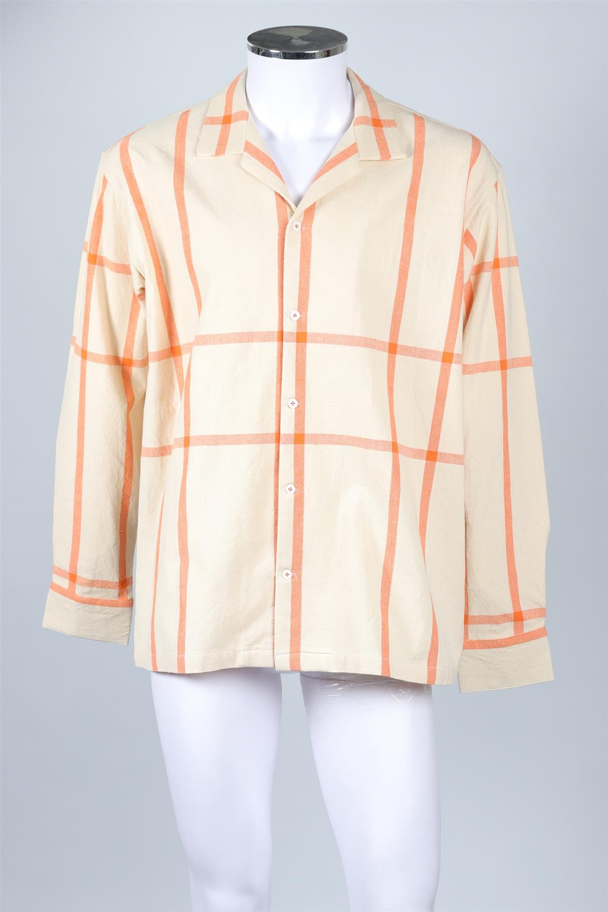 HARAGO CREAM MEN'S COTTON SHIRT LARGE