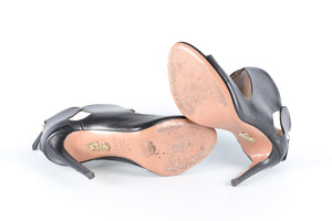 AQUAZZURA BLACK LEATHER SANDALS EU 37.5 UK 4.5 US 7.5