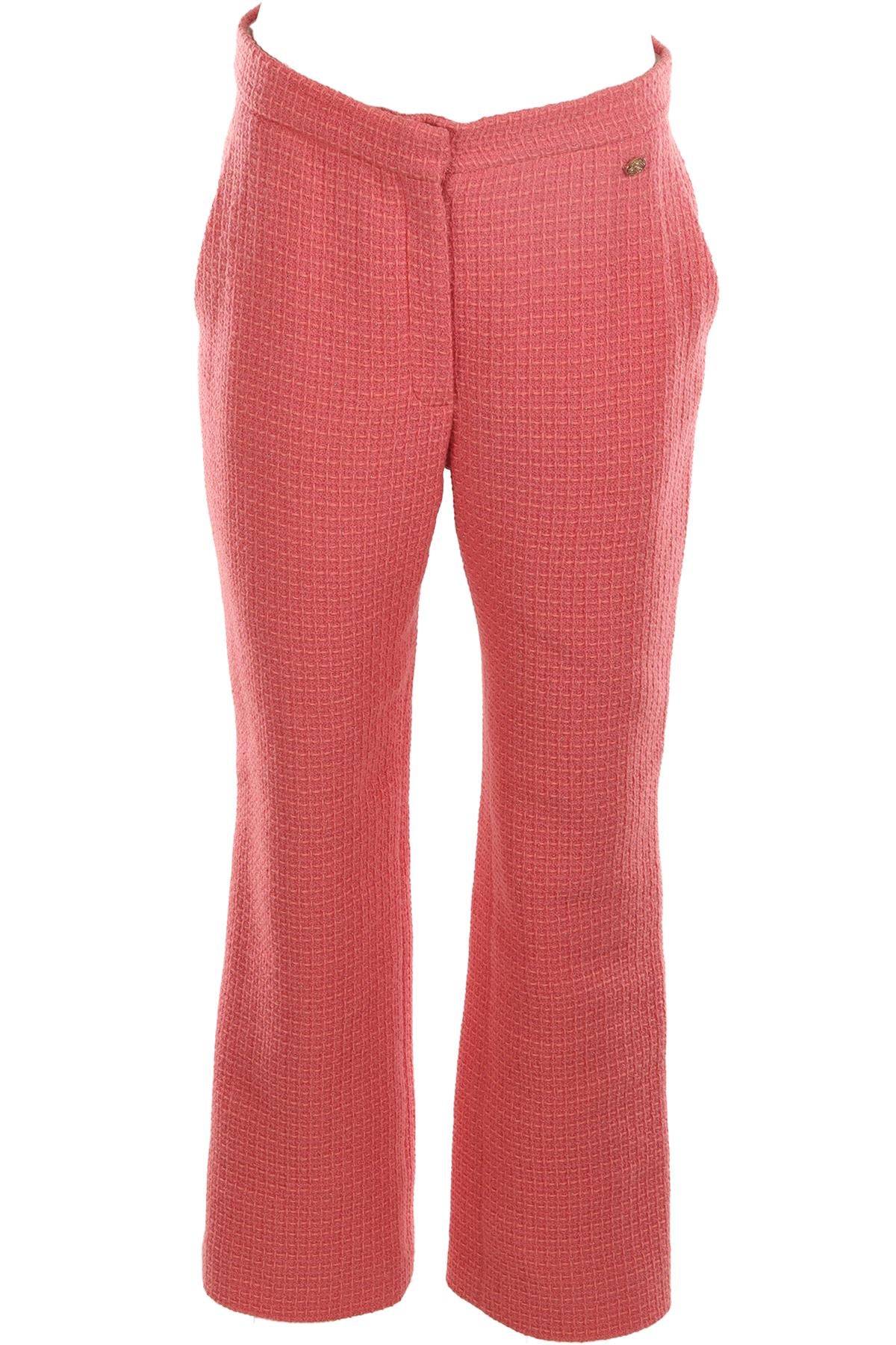 CHANEL PINK 2020 WOOL STRAIGHT LEG PANTS FR 40 UK 12