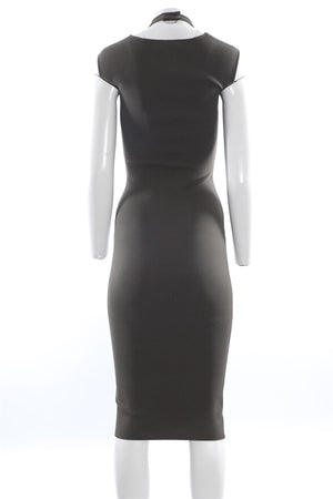 DION LEE GREEN KNIT MIDI DRESS UK 6