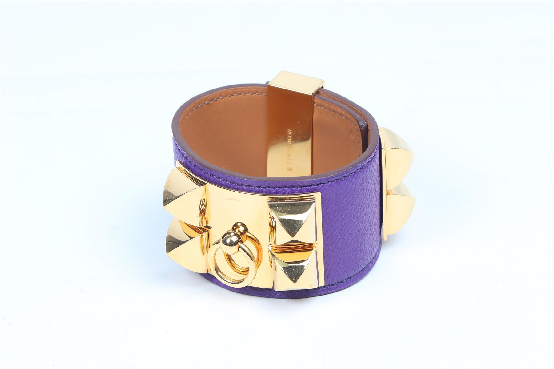 HERMÈS PURPLE 2012 COLLIER DE CHIEN 38 MM EPSOM LEATHER BRACELET