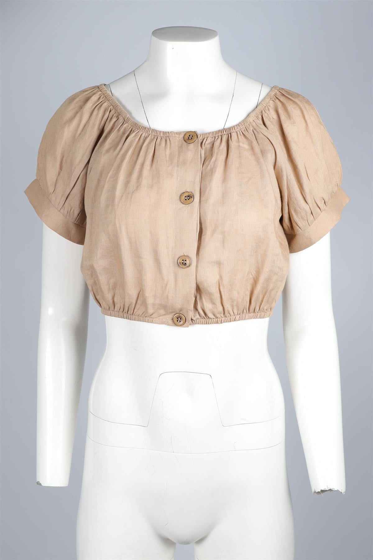 EBERJOY BEIGE LINEN TOP MEDIUM