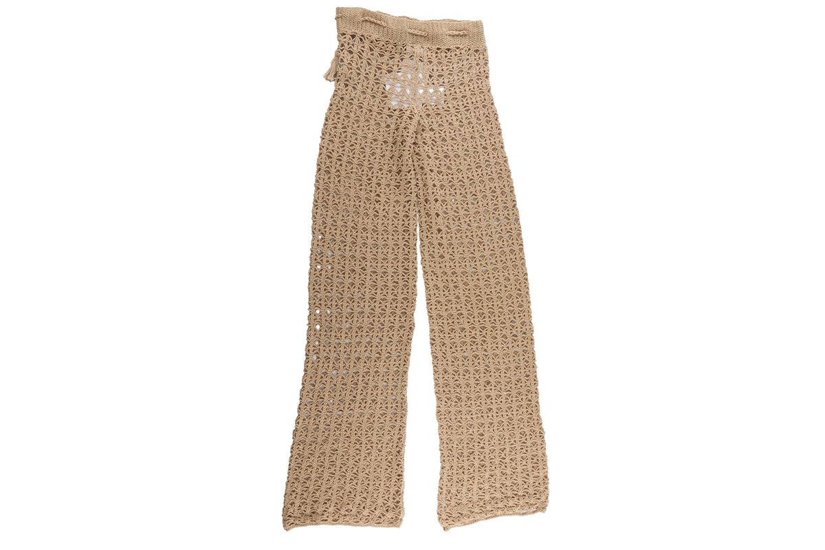 Beige Crochet Flared Pant
