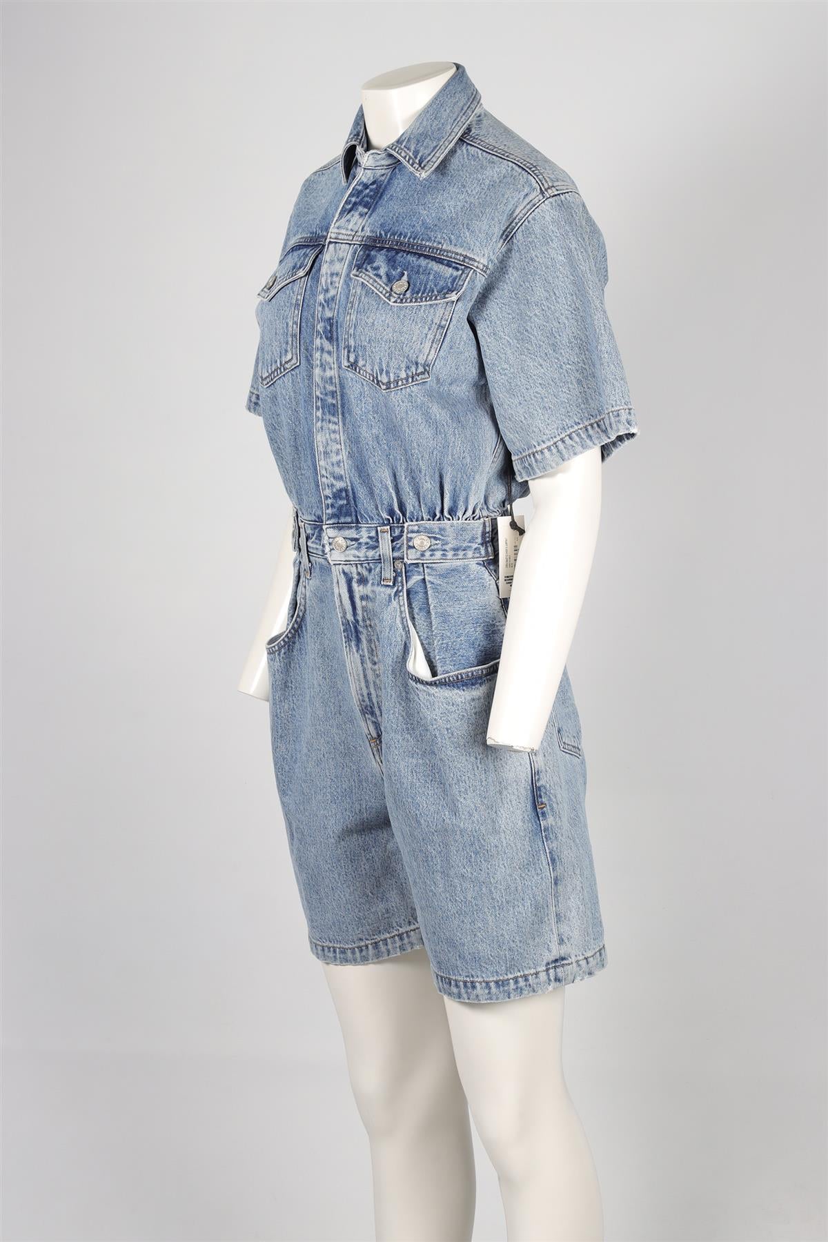 AGOLDE BLUE DENIM PLAYSUIT US 4 UK 8