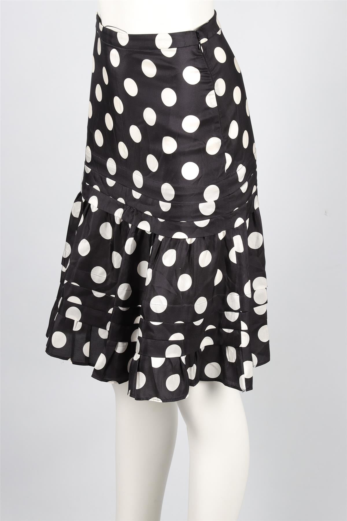 MOSCHINO BLACK SILK MIDI SKIRT IT 44 UK 12